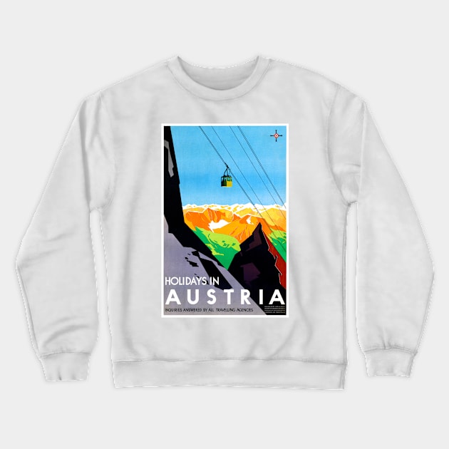 Vintage Travel Poster Holidays in Austria Crewneck Sweatshirt by vintagetreasure